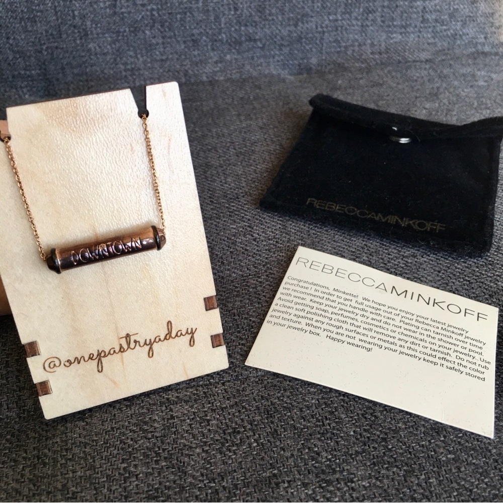 Rebecca Minkoff Uptown / Downtown Bronze Spinner Necklace with Velvet Gift Bag